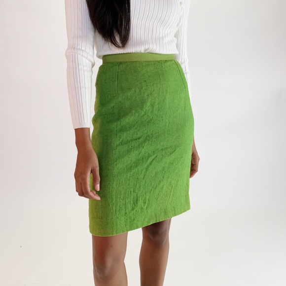 Dolce & Gabbana Linen Lime Green Pencil Skirt - Picture 3 of 4